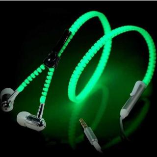 Colors Full Glowing Earphone Luminous Light Metal Zipper Ear Phones